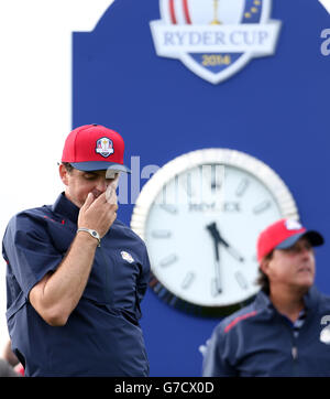 Golf - 40. Ryder Cup - Preview Day - Gleneagles. Keegan Bradley aus den USA während einer Übungsrunde auf dem Gleneagles Golf Course, Perthshire. Stockfoto