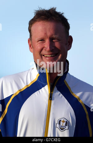 Golf - 40. Ryder Cup - Üben Tag 1 - Gleneagles. Europas Jamie Donaldson Stockfoto