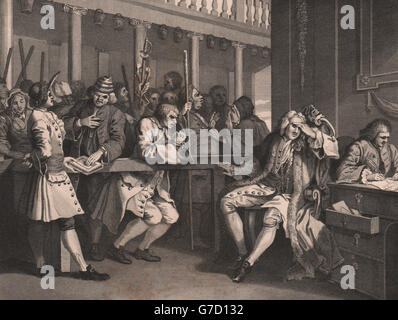 INDUSTRIE & MÜßIGGANG. Fleißige "prentice Stadtrat von London. HOGARTH, 1833 Stockfoto
