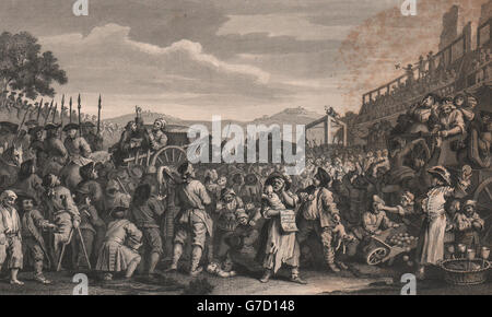 INDUSTRIE & MÜßIGGANG. Der Leerlauf "prentice zu Tyburn ausgeführt. HOGARTH, 1833 Stockfoto