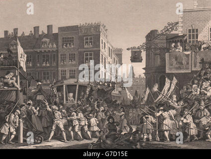 INDUSTRIE & MÜßIGGANG. Fleißige "prentice Lord Mayor of London. HOGARTH, 1833 Stockfoto