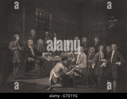 "Bambridge wegen Mordes vor Gericht". House Of Commons. HOGARTH, antique print 1833 Stockfoto