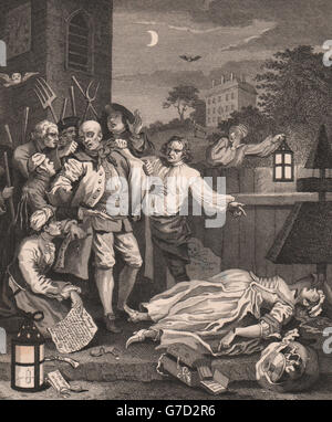 DIE VIER PHASEN DER GRAUSAMKEIT. "Grausamkeit in Perfektion". 3. Etappe. HOGARTH, 1833 Stockfoto