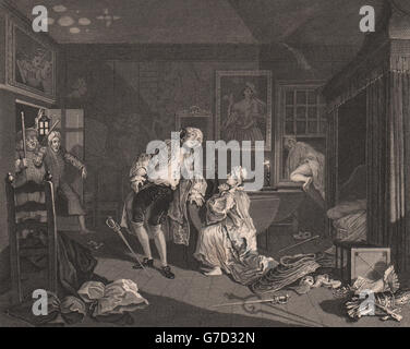 EHE A LA MODE. "Tod des Grafen". Nach William HOGARTH drucken alten 1833 Stockfoto