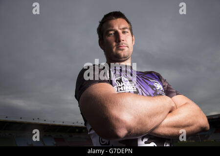 Matt Corker, London Walisisch während des European Rugby Launch in Twickenham Stoop, London. Stockfoto