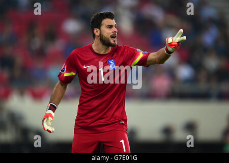 Fußball - UEFA Euro 2016 - Qualifikation - Gruppe F - Griechenland gegen Nordirland - Stadio Georgios Karaiskakis. Griechenland-Torwart Orestis Karnezis Stockfoto