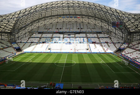 MARSEILLE, Frankreich, 21. JUNI 2016: Panoramablick auf Stade Velodrome Stadion vor der UEFA EURO 2016 Spiel Ukraine gegen Polen Stockfoto