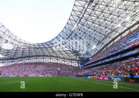 MARSEILLE, Frankreich - 21. Juni 2016: Panoramablick über Stade Velodrome Stadion während der UEFA EURO 2016 Spiel Ukraine V Polen Stockfoto