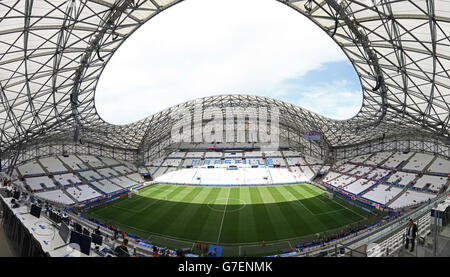 MARSEILLE, Frankreich, 21. JUNI 2016: Panoramablick auf Stade Velodrome Stadion vor der UEFA EURO 2016 Spiel Ukraine gegen Polen Stockfoto