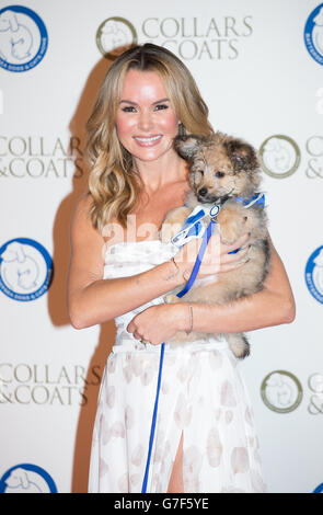 Amanda Holden kommt am Battersea Dogs' Collars and Coats Gala Fundraising Ball im Battersea Evolution Marquee in London an. Stockfoto