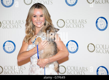 Amanda Holden kommt am Battersea Dogs' Collars and Coats Gala Fundraising Ball im Battersea Evolution Marquee in London an. Stockfoto