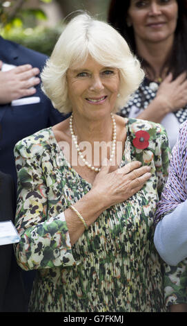 Die Herzogin von Cornwall bei ihrem Besuch in einem Menschenhandel Unterschlupf in der Fundacion Camino A Casa in Mexiko-Stadt, am siebten Tag der Reise des Prinzen von Wales und der Herzogin von Cornwall nach Kolumbien und Mexiko. Stockfoto