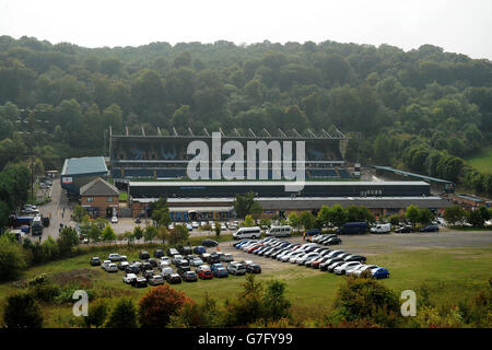 Fußball - Sky Bet League Two - Wycombe Wanderers / Bury - Adams Park. Ein allgemeiner Blick auf Adams Park, Heimat von Wycombe Wanderers Stockfoto