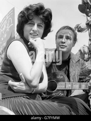 Anna Magnani Und Marlon Brando Am Set Offen Während Der Dreharbeiten 