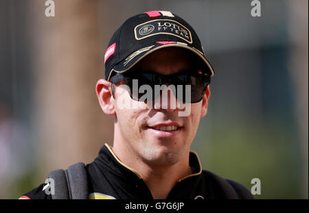 Motorsport - Formel-1-Weltmeisterschaft - 2014 Abu Dhabi Grand Prix - Training - Yas Marina Circuit. Lotus Pastor Maldonado auf dem Yas Marina Circuit, Abu Dhabi. Stockfoto