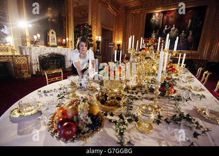 Weihnachtsvorbereitungen in Windsor Castle Stockfoto
