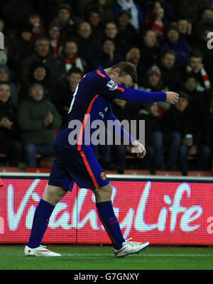 Fußball - Barclays Premier League - Southampton / Manchester United - St. Marys. Wayne Rooney von Manchester United sieht beim Spiel der Barclays Premier League in St. Marys, Southampton, niedergeschlagen aus. Stockfoto