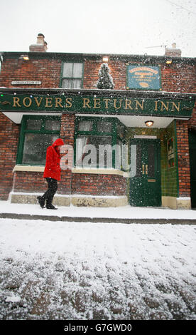 Weihnachten auf der Coronation Street - Manchester Stockfoto