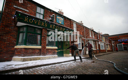 Weihnachten auf der Coronation Street - Manchester Stockfoto