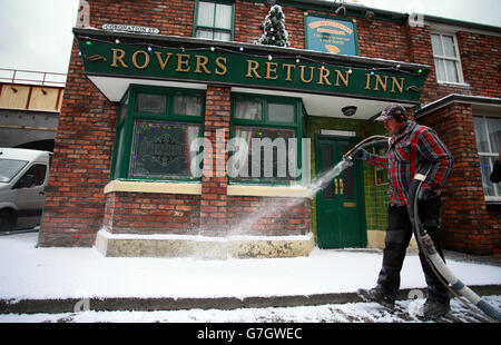 Weihnachten auf der Coronation Street - Manchester Stockfoto