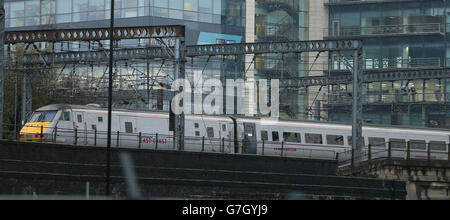 Leeds-Zug-Bahnhof-Lager Stockfoto