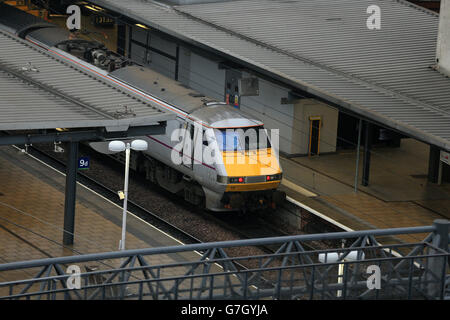 Leeds-Zug-Bahnhof-Lager Stockfoto