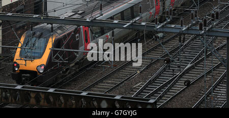 Leeds-Zug-Bahnhof-Lager Stockfoto