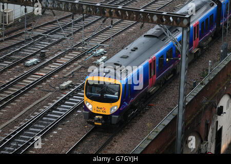 Leeds-Zug-Bahnhof-Lager Stockfoto