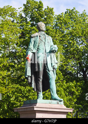 Henrik Wergeland Statue im Zentrum von Oslo Norwegen, Schriftsteller und Dichter, gestorben 1845 Stockfoto