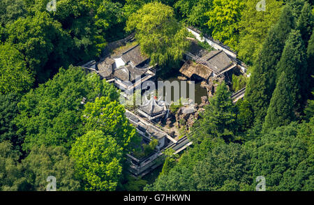 Luftaufnahme, chinesischer Garten der Ruhr-Universität Bochum ist restauriert, Bochum, Ruhrgebiet, Nord Rhein Westfalen, Deutschland, Stockfoto