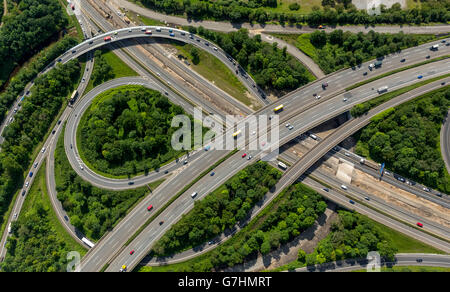 Luftbild, Autobahnanschluss A59 und A42 Duisburg-Nord, renovieren, Brücken, Autobahnkreuz, Sanierung von der A59 Stockfoto