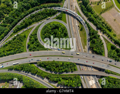 Luftbild, Autobahnanschluss A59 und A42 Duisburg-Nord, renovieren, Brücken, Autobahnkreuz, Sanierung von der A59 Stockfoto