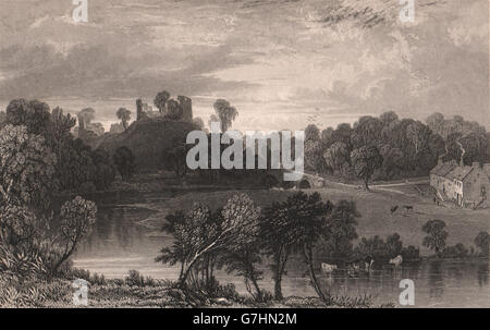 NORTHUMBERLAND: Mitford Burg. ALLOM, antiken print 1839 Stockfoto