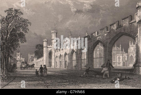 BISHOP AUCKLAND: Der Palast der Bischof von Durham. ALLOM, antiken print 1839 Stockfoto