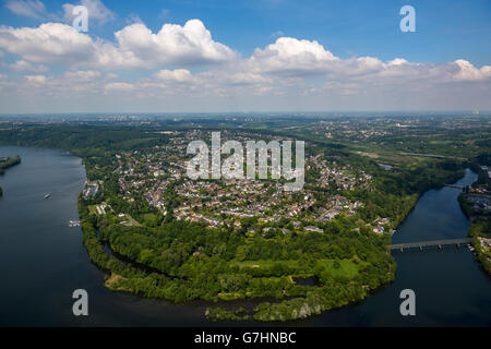 Luftaufnahme, Ruhr River, Halbinsel Heisingen Baldeneysee See, Ruhr Bogen, Essen, Ruhr, Ruhrgebiet, Nordrhein-Westfalen, Stockfoto