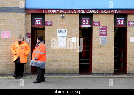 Fußball - Barclays Premier League - West Ham United gegen Leicester City - Upton Park Stockfoto