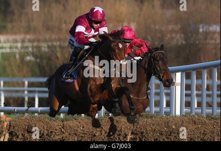 Identitätsdieb von Bryan Cooper gewinnt bei der Races Maiden Hurdle am dritten Tag des Leopardstown Christmas Festivals 2014 auf der Leopardstown Racecourse, Dublin. Stockfoto