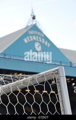 Eine allgemeine Ansicht der Torpfosten im Hillsborough Stadium, Heimstadion von Sheffield Wednesday Stockfoto