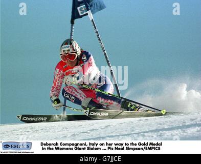 Alpine Skiweltmeisterschaften, Sestriere, Italien. Damen Slalom. Deborah Compagnoni, Italien auf dem Weg zur Goldmedaille im Riesenslalom der Frauen. Stockfoto