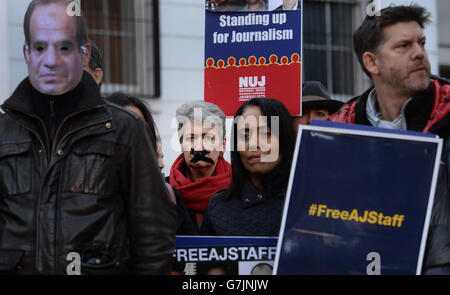 Protest für inhaftierte Al-Jazeera journalist Stockfoto