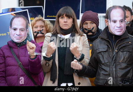 Protest für inhaftierte Al-Jazeera journalist Stockfoto