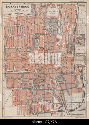 DEN Haag DEN HAAG-GRAVENHAGE Stadt Stadt Stadsplan. Niederlande, 1897-Karte Stockfoto