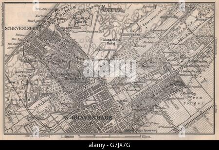 SCHEVENINGEN & den Haag DEN HAAG-GRAVENHAGE Umgebung. Niederlande, 1897-Karte Stockfoto