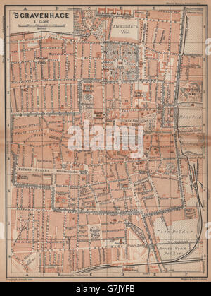 DEN Haag DEN HAAG-GRAVENHAGE Stadt Stadt Stadsplan. Niederlande, 1901-Karte Stockfoto