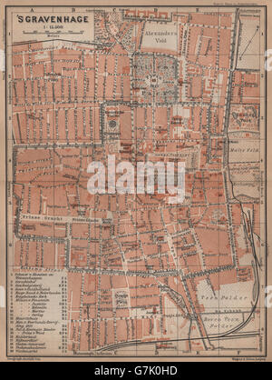DEN Haag DEN HAAG-GRAVENHAGE Stadt Stadt Stadsplan. Niederlande, 1905-Karte Stockfoto
