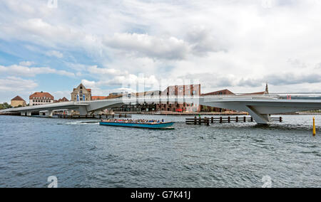 Neue Fußgängerbrücke mit dem Titel Inderhavnsbroen die Inderhavnen Brücke von Nyhavn in Nordatlantens Brygge in Kopenhagen Stockfoto