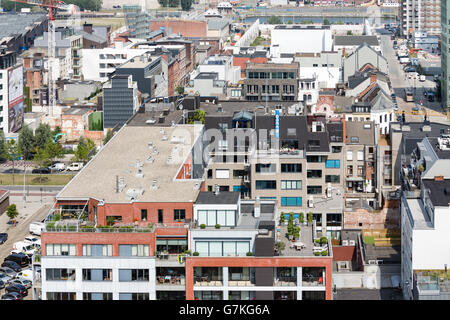 Luftaufnahme von Antwerpen Hafengebiet von Museum MAS Dachterrasse im Hafen von Antwerpen, Belgien Stockfoto