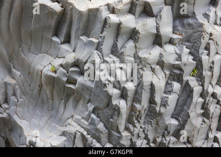 Basalt Felsformationen an Alcantara Schlucht auf Sizilien, Italien Stockfoto