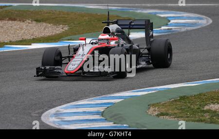 Die Jenson-Taste von McLaren Honda bei den Tests vor der Saison auf dem Circuito de Jerez in Jerez, Spanien. Stockfoto