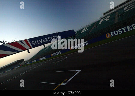 Silverstone Racing Circuit. Allgemeine Ansicht des Silverstone-Rasters. Stockfoto